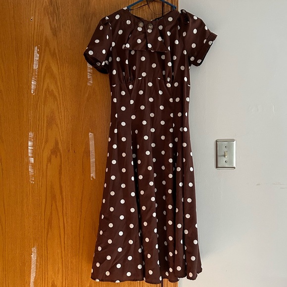 Hell Bunny brown and white retro dress! - Picture 2 of 6